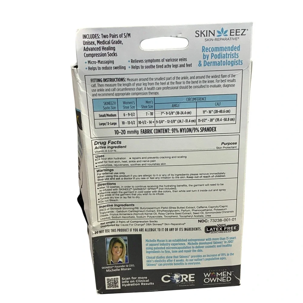 Skin Eez Compression Socks 10-20 mmHg S/M Medical Grade 2 Pair‎ NEW